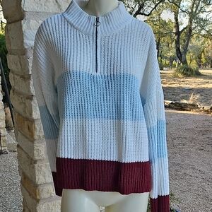 Audrey Parks For Francesca's Colorblock Half-Zip Pullover Sweater XL